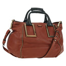 Chloe Etel Hand Bag Leather 2way Brown Gold Auth am11399A-1