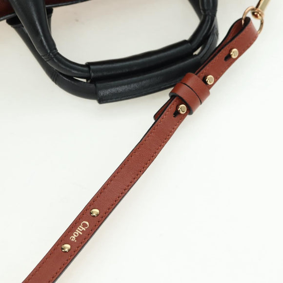 Chloe Etel Hand Bag Leather 2way Brown Gold Auth am11399A