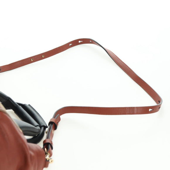 Chloe Etel Hand Bag Leather 2way Brown Gold Auth am11399A