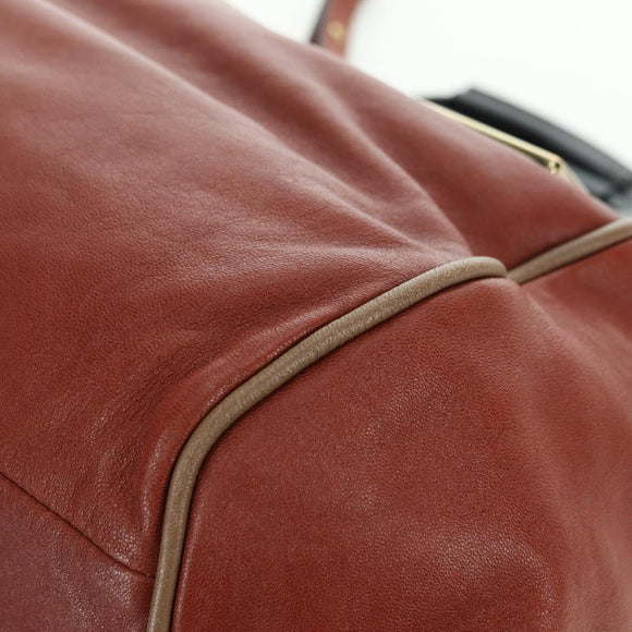 Chloe Etel Hand Bag Leather 2way Brown Gold Auth am11399A