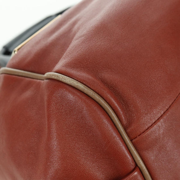 Chloe Etel Hand Bag Leather 2way Brown Gold Auth am11399A
