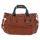 Chloe Etel Hand Bag Leather 2way Brown Gold Auth am11399A-13