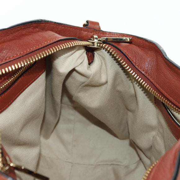 Chloe Etel Hand Bag Leather 2way Brown Gold Auth am11399A