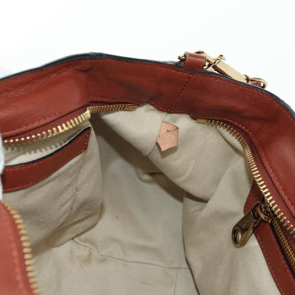 Chloe Etel Hand Bag Leather 2way Brown Gold Auth am11399A