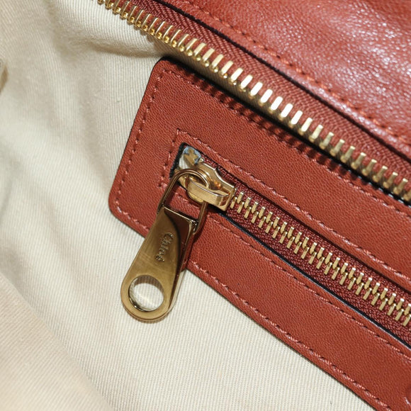 Chloe Etel Hand Bag Leather 2way Brown Gold Auth am11399A