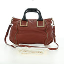 Chloe Etel Hand Bag Leather 2way Brown Gold Auth am11399A-12