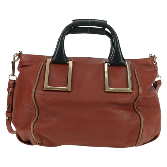 Chloe Etel Hand Bag Leather 2way Brown Gold Auth am11399A