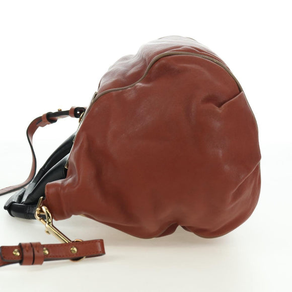 Chloe Etel Hand Bag Leather 2way Brown Gold Auth am11399A