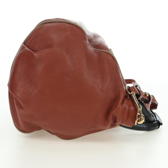 Chloe Etel Hand Bag Leather 2way Brown Gold Auth am11399A