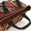 Chloe Etel Hand Bag Leather 2way Brown Gold Auth am11399A-6