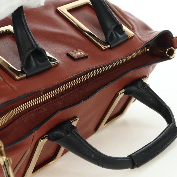 Chloe Etel Hand Bag Leather 2way Brown Gold Auth am11399A