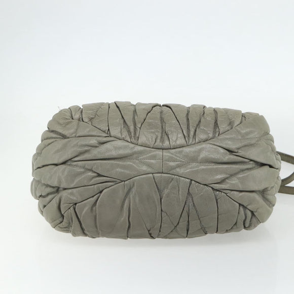 Miu Miu Matelasse Ready Lock Hand Bag Leather 2way Gray Gold Auth am11401