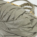 Miu Miu Matelasse Ready Lock Hand Bag Leather 2way Gray Gold Auth am11401-10