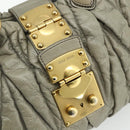 Miu Miu Matelasse Ready Lock Hand Bag Leather 2way Gray Gold Auth am11401-18