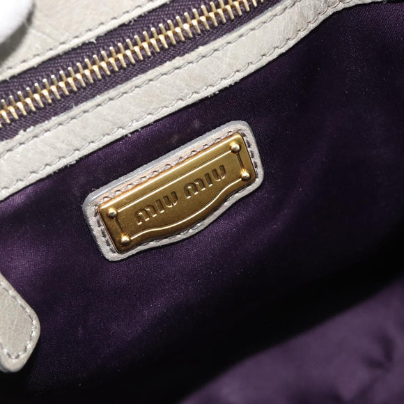 Miu Miu Matelasse Ready Lock Hand Bag Leather 2way Gray Gold Auth am11401
