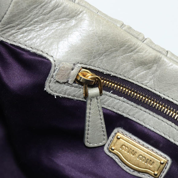 Miu Miu Matelasse Ready Lock Hand Bag Leather 2way Gray Gold Auth am11401