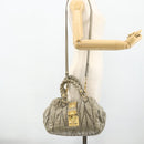 Miu Miu Matelasse Ready Lock Hand Bag Leather 2way Gray Gold Auth am11401-24