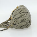 Miu Miu Matelasse Ready Lock Hand Bag Leather 2way Gray Gold Auth am11401-3
