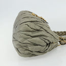 Miu Miu Matelasse Ready Lock Hand Bag Leather 2way Gray Gold Auth am11401-4