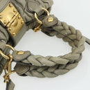 Miu Miu Matelasse Ready Lock Hand Bag Leather 2way Gray Gold Auth am11401-7