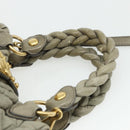 Miu Miu Matelasse Ready Lock Hand Bag Leather 2way Gray Gold Auth am11401-8
