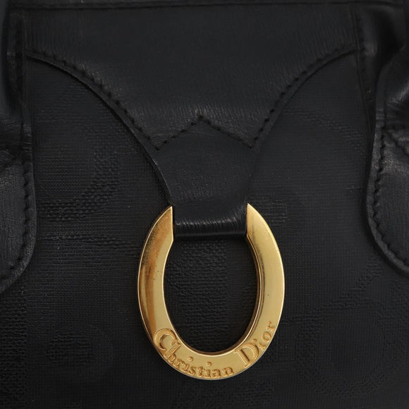 Christian Dior Trotter Canvas Mini Boston Bag PVC Zwart Goud Auth am11408A
