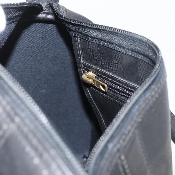 Christian Dior Trotter Canvas Mini Boston Bag PVC Zwart Goud Auth am11408A