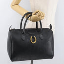 Christian Dior Trotter Canvas Mini Boston Bag PVC Zwart Goud Auth am11408A-22