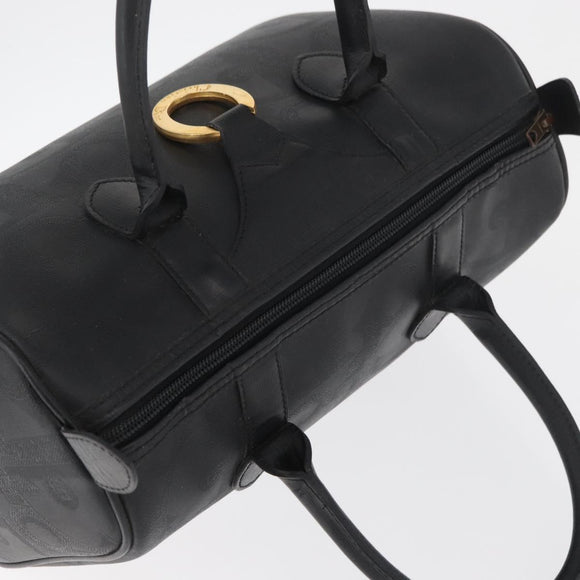 Christian Dior Trotter Canvas Mini Boston Bag PVC Zwart Goud Auth am11408A