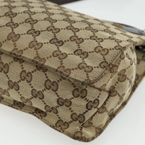 GUCCI GG Canvas Shoulder Bag Beige Brown Silver 120841 Auth am11410