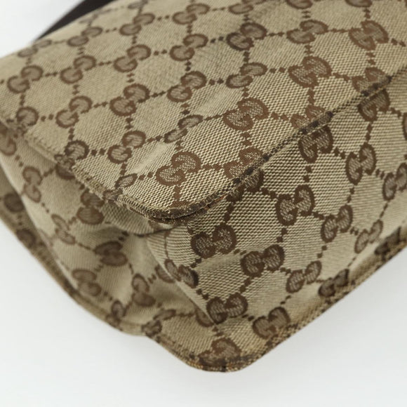 GUCCI GG Canvas Shoulder Bag Beige Brown Silver 120841 Auth am11410
