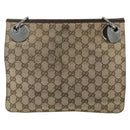 GUCCI GG Canvas Shoulder Bag Beige Brown Silver 120841 Auth am11410-2