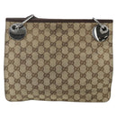 GUCCI GG Canvas Shoulder Bag Beige Brown Silver 120841 Auth am11410-3