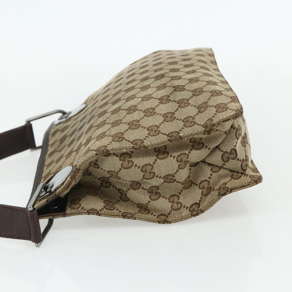 GUCCI GG Canvas Shoulder Bag Beige Brown Silver 120841 Auth am11410