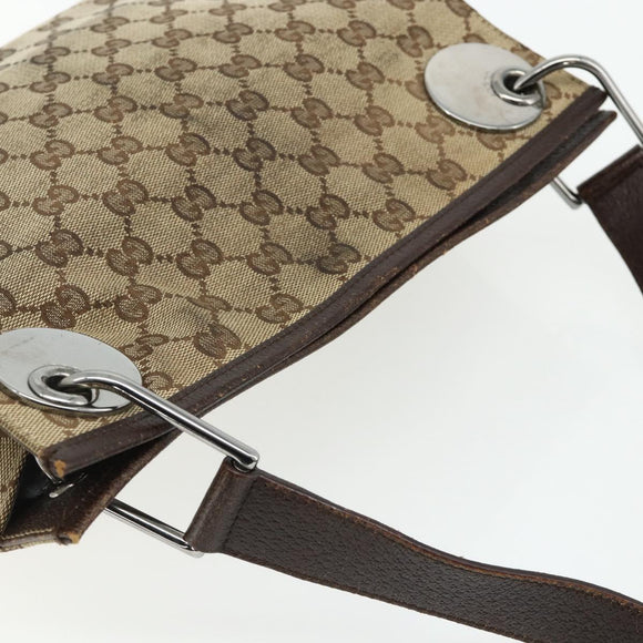GUCCI GG Canvas Shoulder Bag Beige Brown Silver 120841 Auth am11410