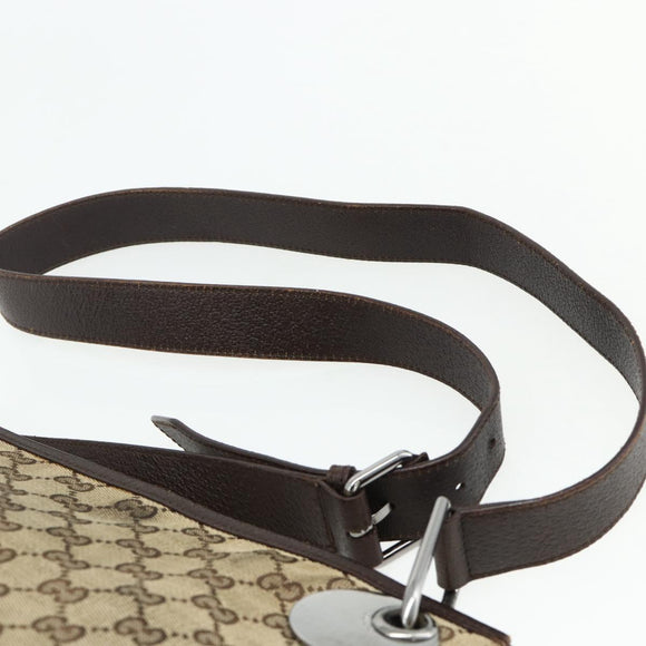 GUCCI GG Canvas Shoulder Bag Beige Brown Silver 120841 Auth am11410
