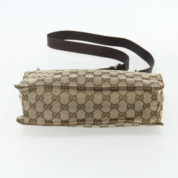 GUCCI GG Canvas Shoulder Bag Beige Brown Silver 120841 Auth am11410