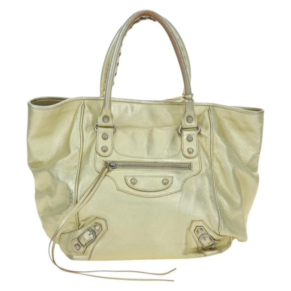 BALENCIAGA The Sunday Hand Bag Leather Gold 228750 Auth am11412A