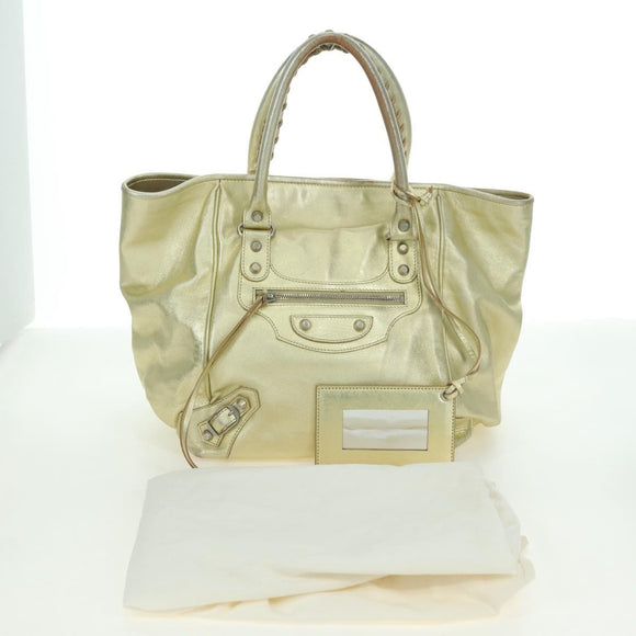 BALENCIAGA The Sunday Hand Bag Leather Gold 228750 Auth am11412A