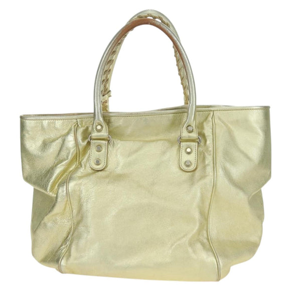 BALENCIAGA The Sunday Hand Bag Leather Gold 228750 Auth am11412A
