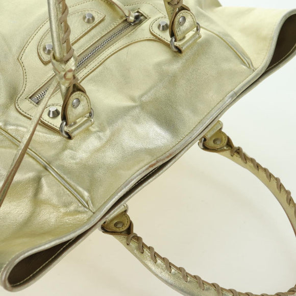 BALENCIAGA The Sunday Hand Bag Leather Gold 228750 Auth am11412A