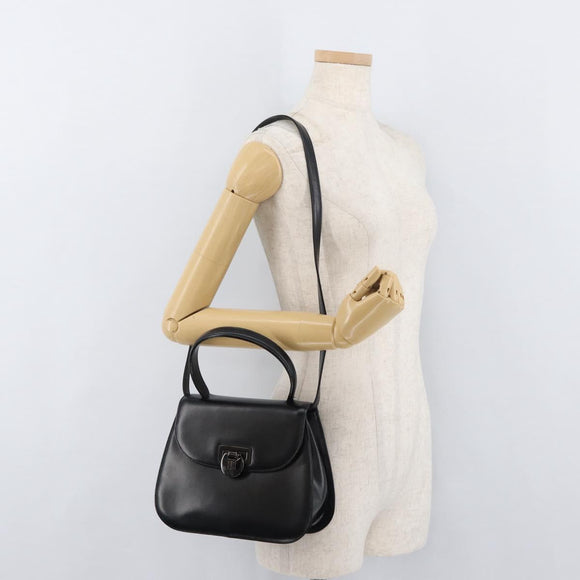 GIVENCHY Hand Bag Leather 2way Black Auth am11414A