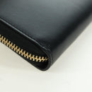 GUCCI L Shaped Round Long Wallet Leather Black Gold 573116 Auth am11415V-15