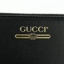 GUCCI L Shaped Round Long Wallet Leather Black Gold 573116 Auth am11415V-17