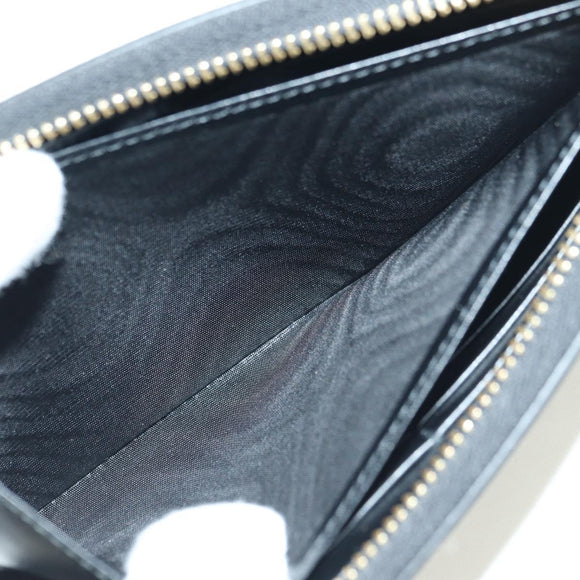 GUCCI L Shaped Round Long Wallet Leather Black Gold 573116 Auth am11415V