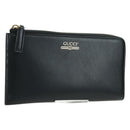GUCCI L Shaped Round Long Wallet Leather Black Gold 573116 Auth am11415V-1