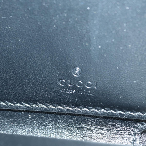 GUCCI L Shaped Round Long Wallet Leather Black Gold 573116 Auth am11415V
