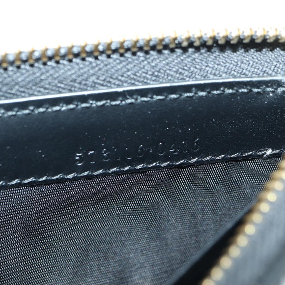 GUCCI L Shaped Round Long Wallet Leather Black Gold 573116 Auth am11415V