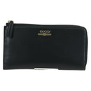 GUCCI L Shaped Round Long Wallet Leather Black Gold 573116 Auth am11415V-13