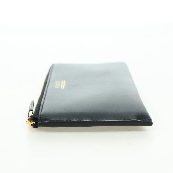 GUCCI L Shaped Round Long Wallet Leather Black Gold 573116 Auth am11415V